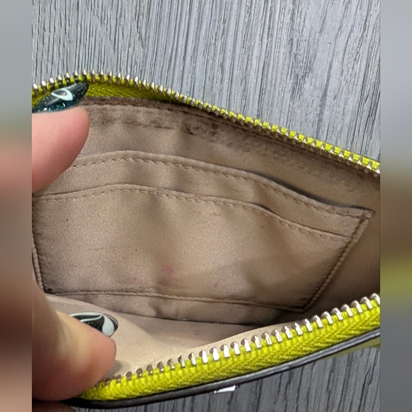 Coach Lime Green Leather Wristlet Chain Strap Clutch Y2K Small Purse - Picture 7 of 10